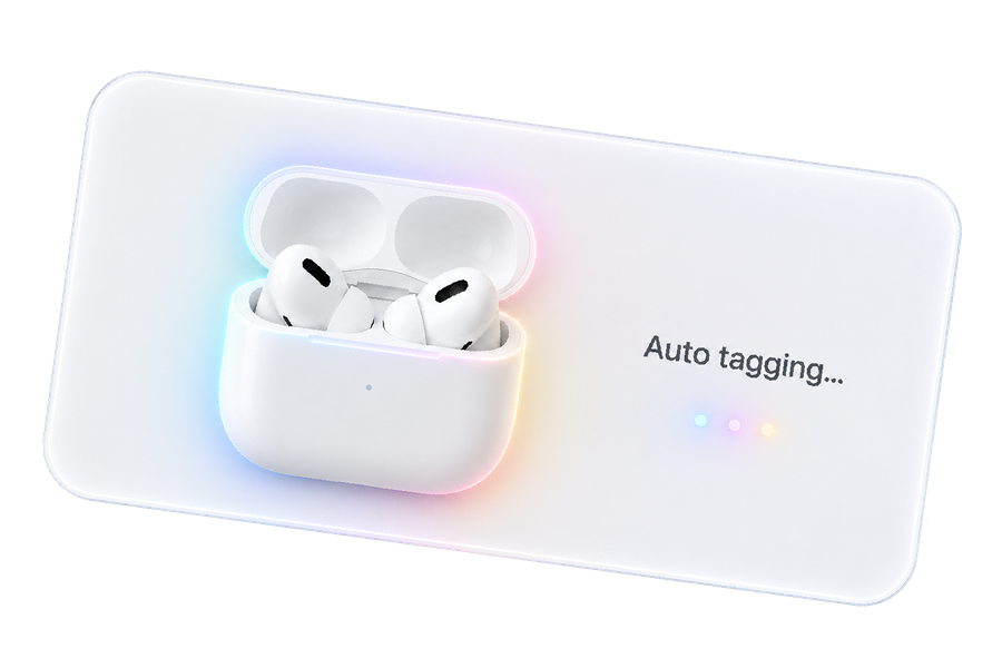An item being tagged automatically from its photo